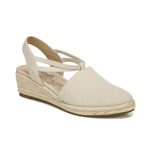Womens Cushioned Footbed Canvas Wedge Sandals - Picture 1 of 4